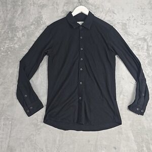 Young LA Mens Button Up Shirt Medium Black Long Sleeve